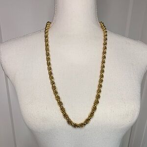 Vintage Anne Klein Gold Tone Rope Chain Necklace Toggle Clasp Statement